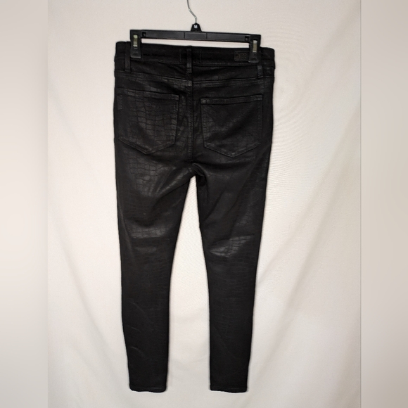 PAIGE Hoxton Ultra Skinny Black Croc Luxe Coating Black Denim Jeans Womens 28 - Picture 3 of 12